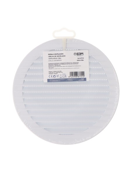 Rejilla ventilación redonda empotrable con mosquitera ø150mm abs blanca