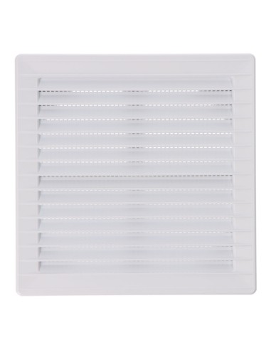 Rejilla ventilación cuadrada empotrable ajustable ø 80-150 con mosquitera 170x170x11,5mm abs blanca