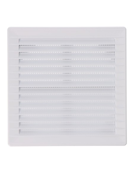 Rejilla ventilación cuadrada empotrable ajustable ø 80-150 con mosquitera 170x170x11,5mm abs blanca