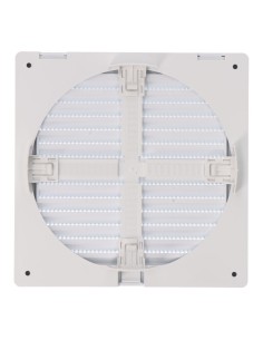 Rejilla ventilación cuadrada empotrable ajustable ø 80-150 con mosquitera 170x170x11,5mm abs blanca 2