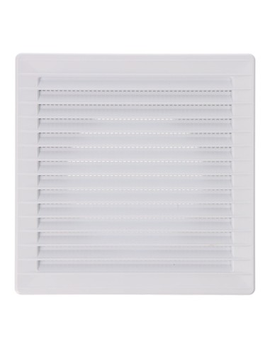 Rejilla ventilación cuadrada empotrable ø 100mm con mosquitera 170x170x10mm abs blanca