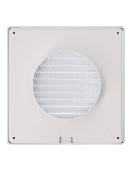 Rejilla ventilación cuadrada empotrable ø 100mm con mosquitera 170x170x10mm abs blanca