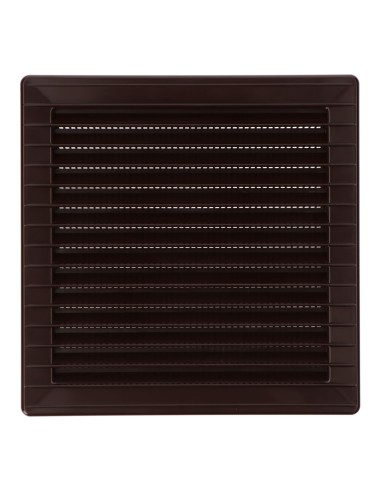 Rejilla ventilación cuadrada empotrable con mosquitera 140 x 140mm abs marrón