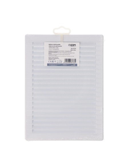 Rejilla ventilacíón rectangular empotrable con mosquitera abs 137x207mm blanco