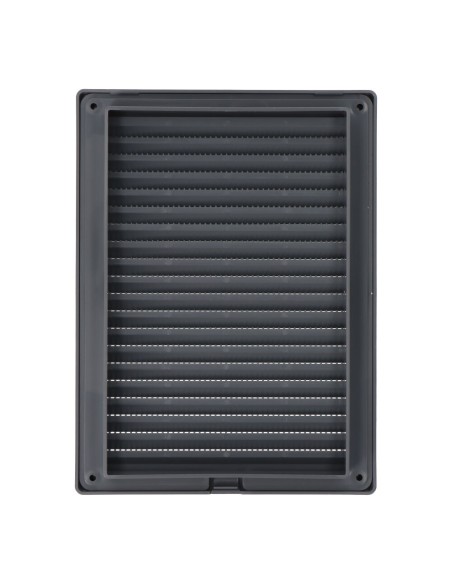 Rejilla ventilacíón rectangular empotrable con mosquitera abs 135x205mm gris