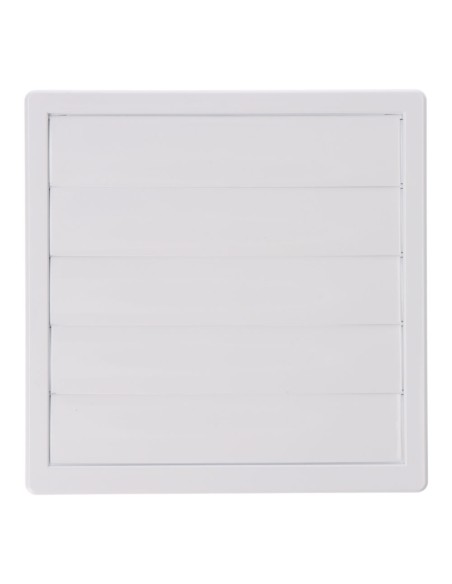 Rejilla ventilación cuadrada empotrable con lamas móviles 170x170mm enclavamiento ø100mm abs blanca