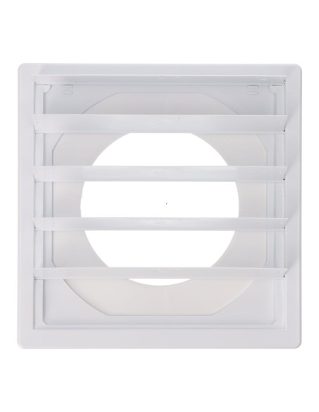 Rejilla ventilación cuadrada empotrable con lamas móviles 170x170mm enclavamiento ø100mm abs blanca