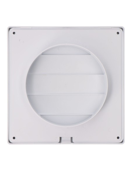 Rejilla ventilación cuadrada empotrable con lamas móviles 170x170mm enclavamiento ø120mm abs blanca