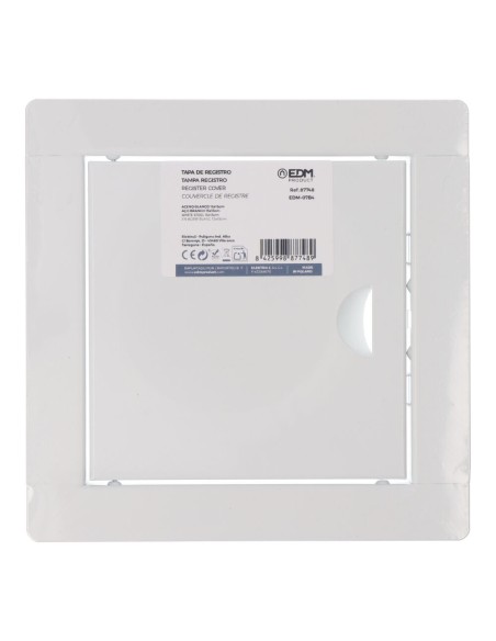 Tapa de registro cuadrada empotrable acero 15x15cm blanca