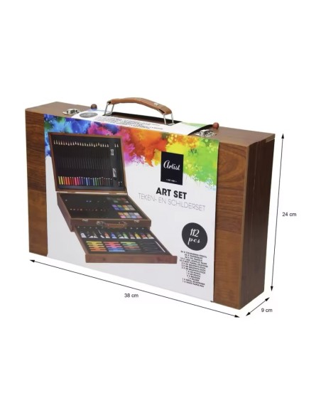 Set maletín arte madera 180 pcs