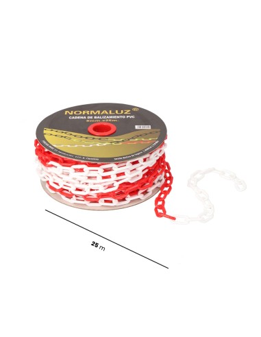 Cadena plastico blanca y roja, 25m