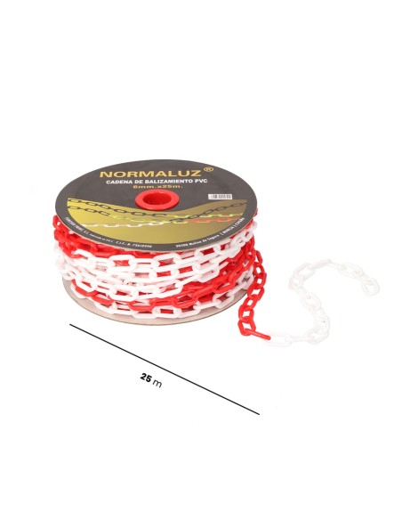 Cadena plastico blanca y roja, 25m