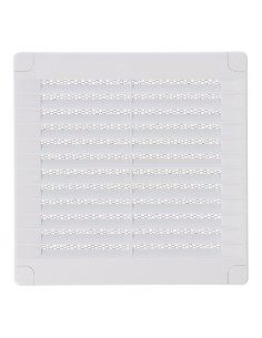 Rejilla ventilación cuadrada con tapones y mosquitera 150x150x7mm abs blanca