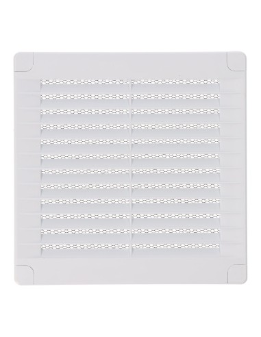 Rejilla ventilación cuadrada con tapones y mosquitera 150x150x7mm abs blanca