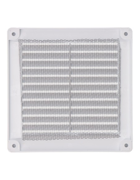 Rejilla ventilación cuadrada con tapones y mosquitera 150x150x7mm abs blanca