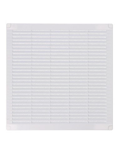 Rejilla ventilación cuadrada con tapones y mosquitera 300x300x7mm abs blanca