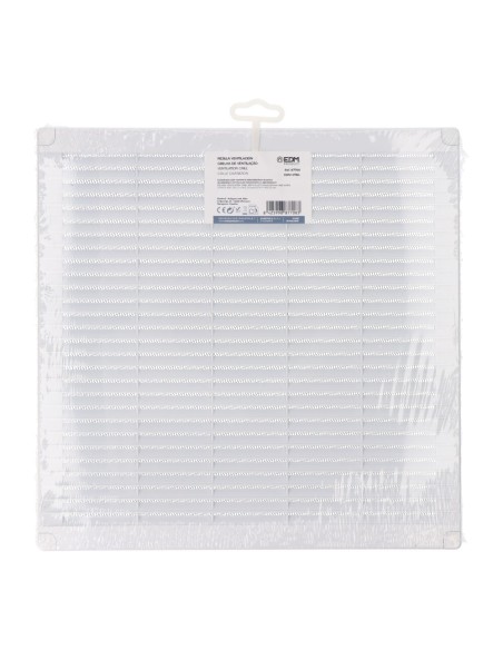 Rejilla ventilación cuadrada con tapones y mosquitera 300x300x7mm abs blanca
