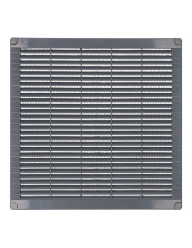 Rejilla ventilación cuadrada con tapones y mosquitera 300x300x7mm abs gris