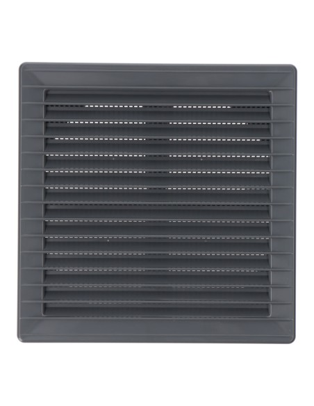 Rejilla ventilación cuadrada empotrable ajustable ø 80-150 con mosquitera 170x170x11,5mm abs gris
