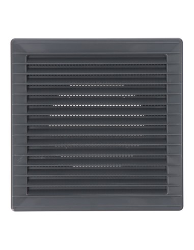 Rejilla ventilación cuadrada empotrable ø 100mm con mosquitera 170x170x11,5mm abs gris