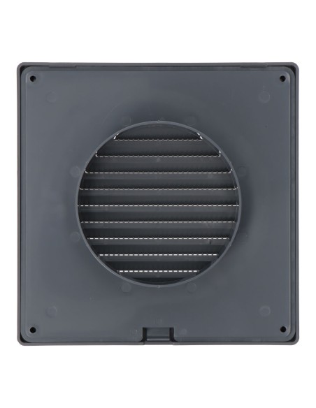 Rejilla ventilación cuadrada empotrable ø 100mm con mosquitera 170x170x11,5mm abs gris