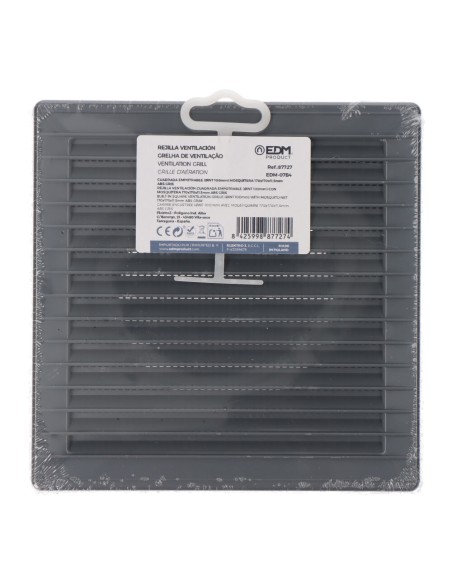 Rejilla ventilación cuadrada empotrable ø 100mm con mosquitera 170x170x11,5mm abs gris