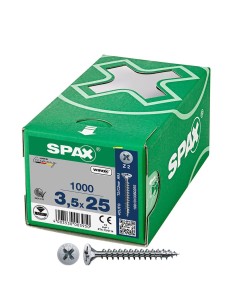 Caja 1000 unid. tornillo universal cabeza plana wirox 3,5x25mm z2