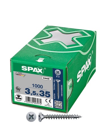 Caja 1000 unid. tornillo universal cabeza plana wirox 3,5x35mm z2