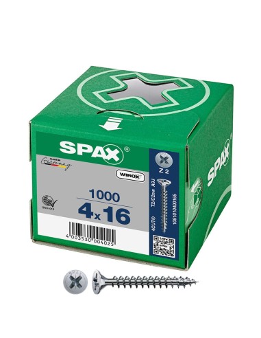 Caja 1000 unid. tornillo universal cabeza plana wirox 4x16mm z2