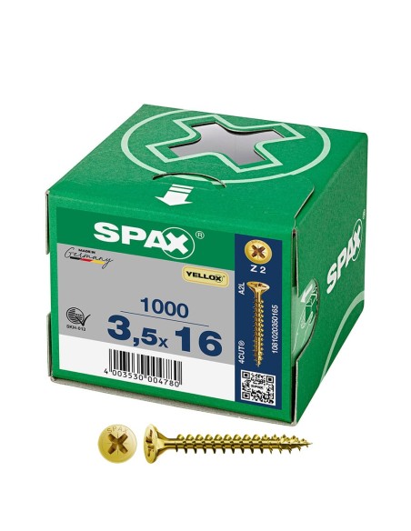 Caja 1000 unid. tornillo universal cabeza plana yellox 3,5x16mm z2