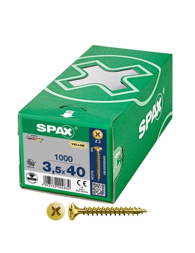 Caja 1000 unid. tornillo universal cabeza plana yellox 3,5x40mm z2
