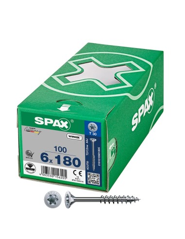 Caja 100 unid. tornillo universal cabeza plana wirox 6x180mm t30