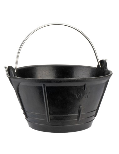 Cubo de caucho negro italiano 10 l,con asa metálica.