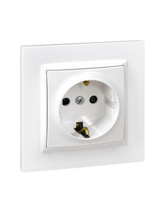 Enchufe 2p+t tipo f blanco con marco 2