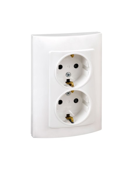 Doble base enchufe con tt blanco con marco