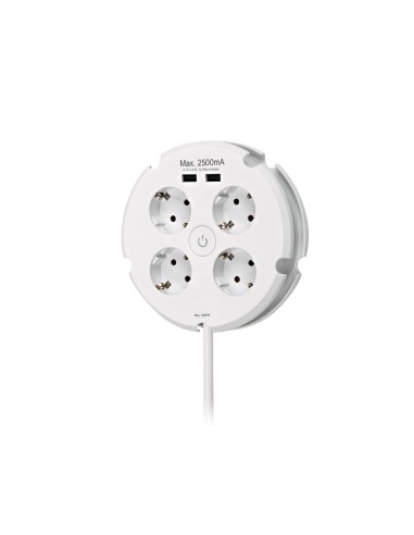 Base múltiple combi 4 tomas + 2 usb