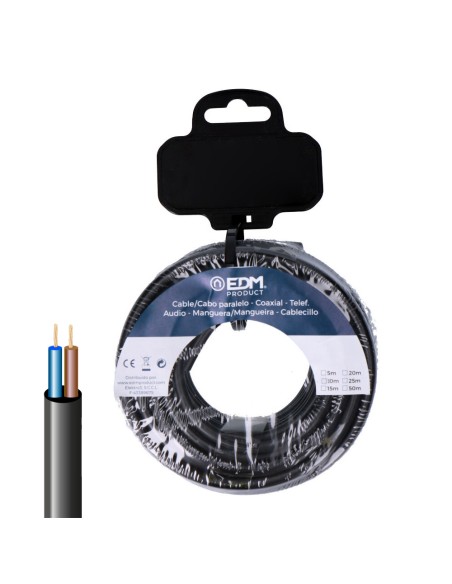 Carrete manguera tubular h05vv-f 2 x 0,75 mm² negra, 10 m