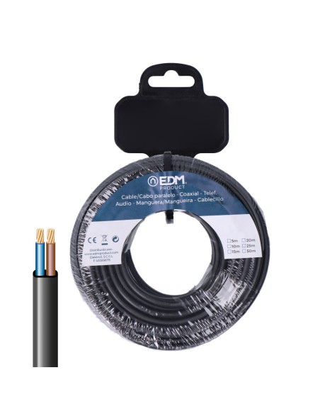 Carrete manguera plana h03vv-f 2 x 0,75 mm² negra, 15 m