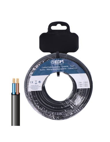 Carrete manguera plana h03vv-f 2 x 0,75 mm² negra, 20 m