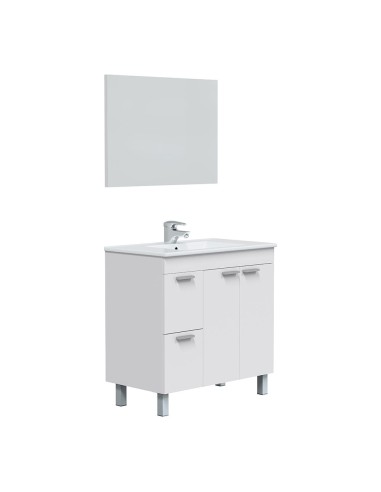 Mueble lavabo 80 2 puertas + 2 cajones + espejo aktiva (no contiene: lavabo, grifería, sifón y válvula)