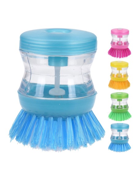 Cepillo lavaplatos con dosificador de jabon colores surtidos ø5 x 9 cm