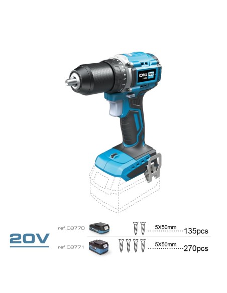 Taladro atornillador 20 v compact brushless