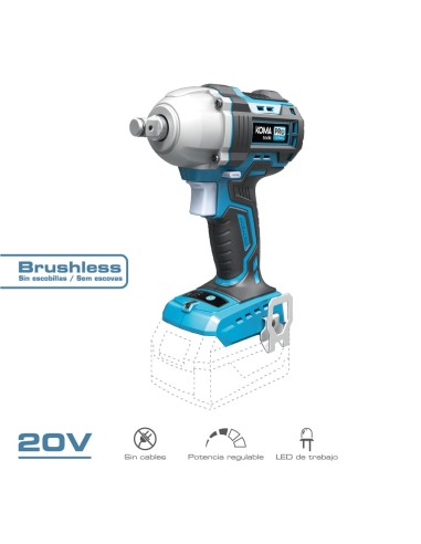 Llave de impacto 20 v brushless 450 nm (sin bateria ni cargador)