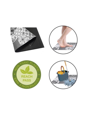 Alfombra vinílica estampada kilim grises 45 x...