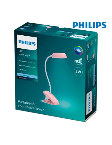 Flexo pinza led 3w 4.000k rosa