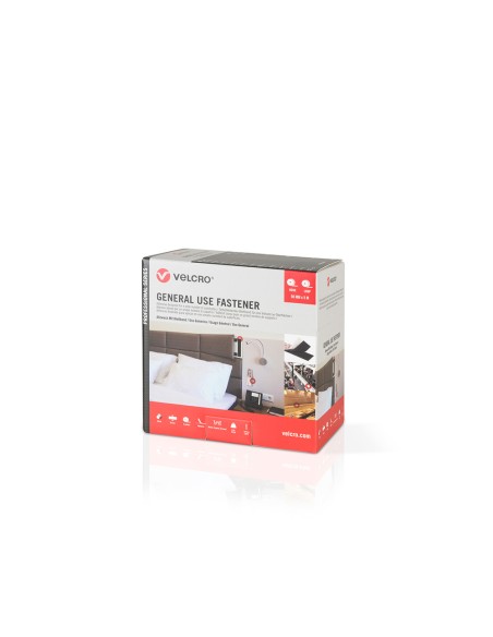 Cinta de gancho y bucle adhesiva, blanca, 20 mm x 5 m