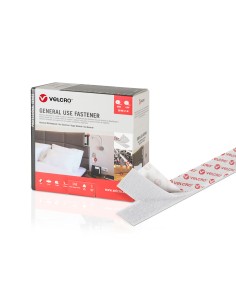 Cinta de gancho y bucle adhesiva, blanca, 50 mm x 5 m