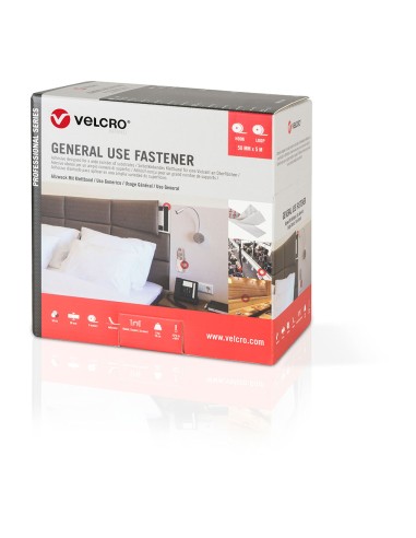 Cinta de gancho y bucle adhesiva, blanca, 50 mm...