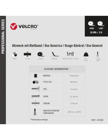 Cinta ultrafuerte adhesiva, negra, 50 mm x 5 m