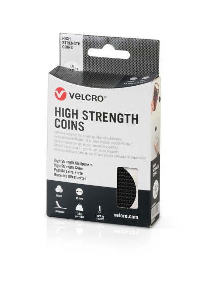 Monedas adhesivas de cierre ultrafuerte, 6 juegos, negras, ø45 mm